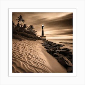 Lighthouse On The Beach 1 Art Print