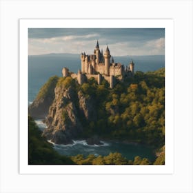 A picture of a castle on a rocky hill Art Print