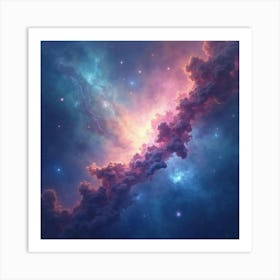 Watercolor Nebula With Serene Cosmic Colors 1 Art Print