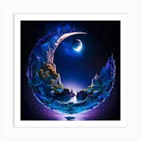 Moon ,Celestial Reflections: A Harmonious Dreamscape Art Print