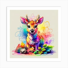 Watercolor Deer Art Print