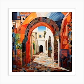 Bohemian Contemporary Art Print - Archways With Colourful Tiles Art Print