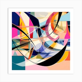 Abstract Shapes And Lines, Vibrant Colors Print Art Print