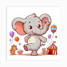 Elephant In A Circus Art Print