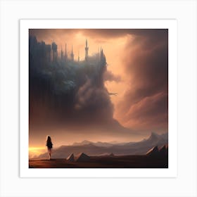 Girl Looking At A Castle Art Print