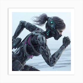 Robot Girl Running Art Print