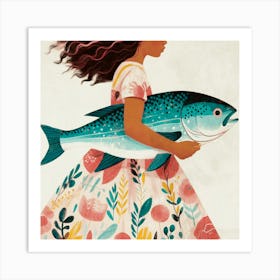 Girl With Fish 05 Art Print