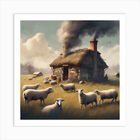 Sheep In The Field Art Print