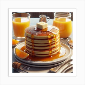 Pancakes And Orange Juice Art Print