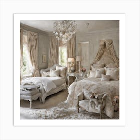 Bedroom With A Chandelier Art Print