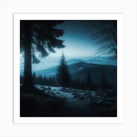 Dark Forest At Night 1 Art Print