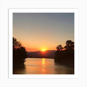 Sunset Over The River Art Print