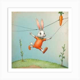 Bunny Jumping On Wires Art Print