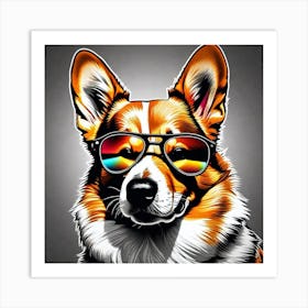 Corgi In Sunglasses 61 Art Print