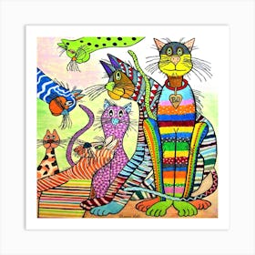 Psychadelic Cats Art Print