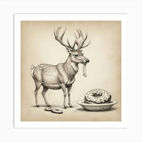 Deer And Donut Art Print