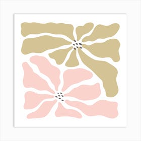 Pink And Beige Flowers Art Print