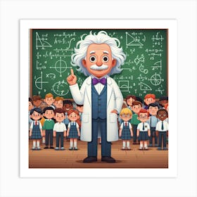 Cartoon Albert Einstein Art Print