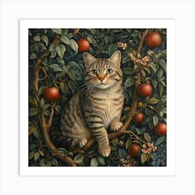 Cat In Apple Tree Art 1 Art Print