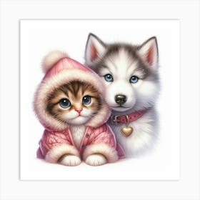 Cat and dog 1 Art Print