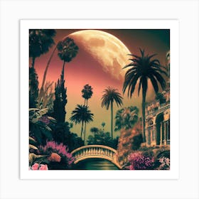 Moonlight In The Garden Art Print