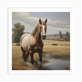 Horse By The Stream 1 Art Print