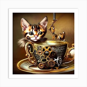 Steampunk Cat 4 Art Print