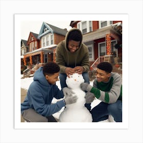 LETS BUILD A SNOW MAN Art Print