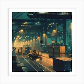 Industrial City At Night Art Print