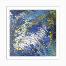 Abstract Painting, Acrylic On Canvas, Blue Color Art Print