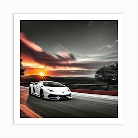 Sunset Lamborghini 10 Art Print