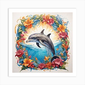 Dolphin In Flower Art Print