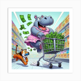 Hippo In The Grocery Store Affiche