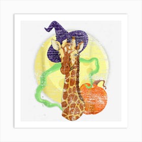 Witch Hat Halloween Africa Animal Lover Pumpkin Giraffe Art Print