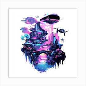 Futuristic City.Generated AI. Wall Art Print 2 Affiche