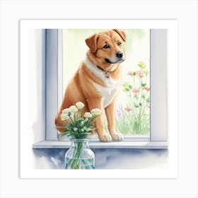 Dog By The Window Art Print