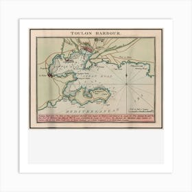 Vintage Toulon Harbor France Map (1799) Art Print