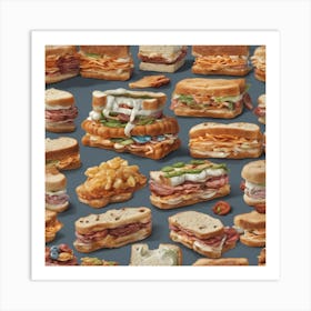 Collage Of Sandwiches Candwich ( Bohemian Design ) Art Print