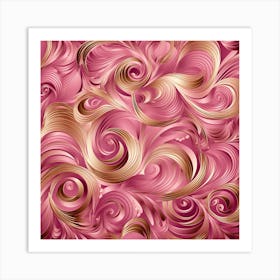 Abstract Pink And Gold Swirls 1 Art Print