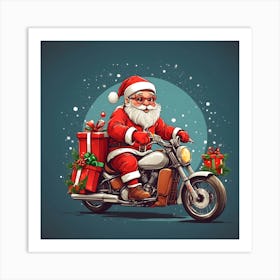 Santa Claus On A Motorcycle 1 Art Print