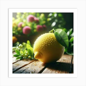 Lemon On A Wooden Table 1 Art Print