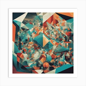 Mythical Places Fragmented Cubism Style Art Print