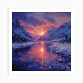 Sunset In The Mountains 6 Art Print