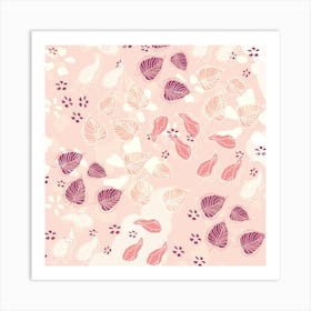 Pink Leaves On A Pink Background Art Print