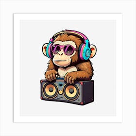 Monkey Dj Art Print