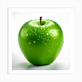 Green Apple With Water Droplets 2 Art Print