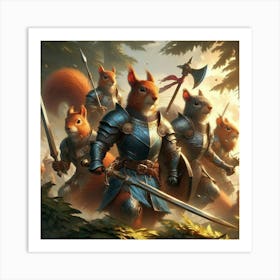 Squirrels In Armor Art Print