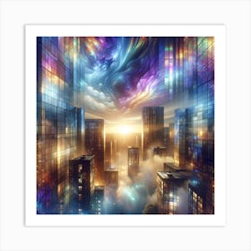 Portal Opening Above Cityscape Art Print