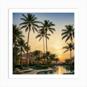 Sunset At The Resort Art Print