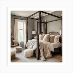 Bedroom With A Four Poster Bed Art Print